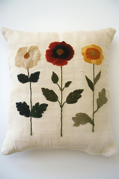 Vyšívané vankúše s kvetinovým motívom